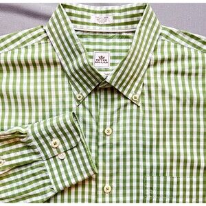 Peter Millar Shirt Men's XL Green Weekender Finish Gingham Button Down Preppy